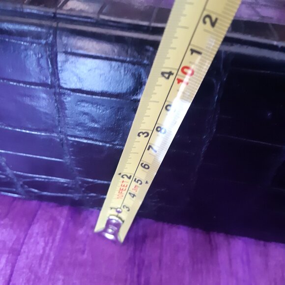 Vintage Naturalizer Faux Crocodile 12"x8" Dark Brown Handbag Purse Kiss Closure - Picture 15 of 16